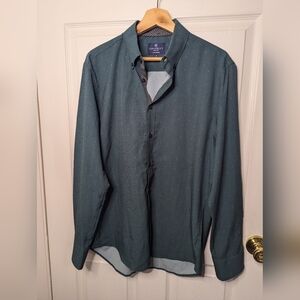 Con.struct Mens Shirt Green Size Medium Button Down Long Sleeve Slim Stretch Top
